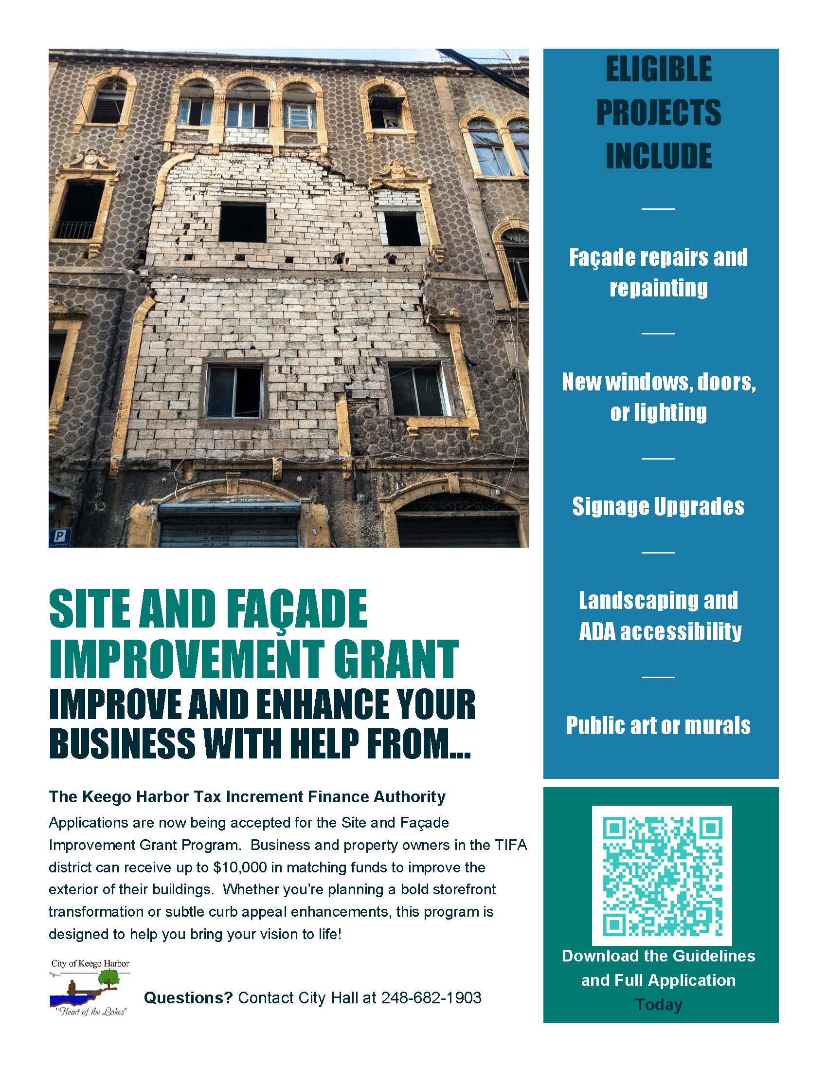 Site and fa&ccedil;ade Improvement Grant_Flyer_updated QR
